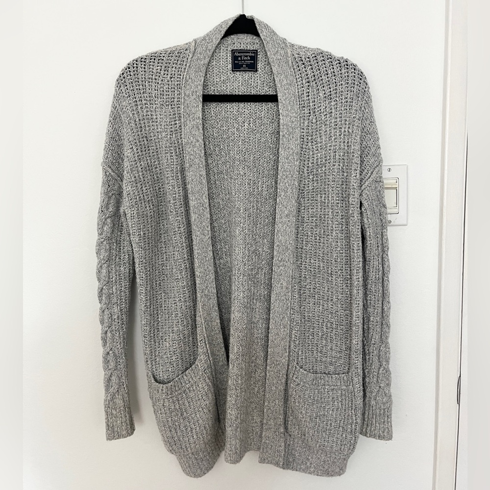 Grey Cardigan | Abercrombie Sweater | XS | Cotton-Blend